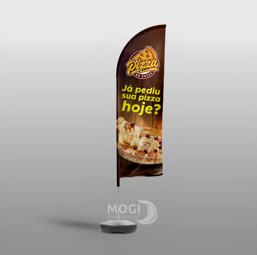Wind Banner modelo Faca com impressão personalizada de campanha gastronômica